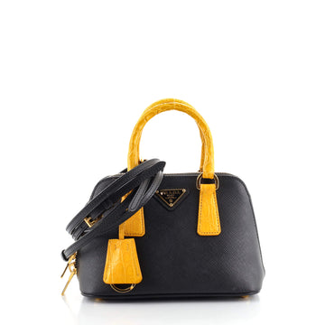 Prada Promenade Bag Saffiano Leather with Crocodile Mini