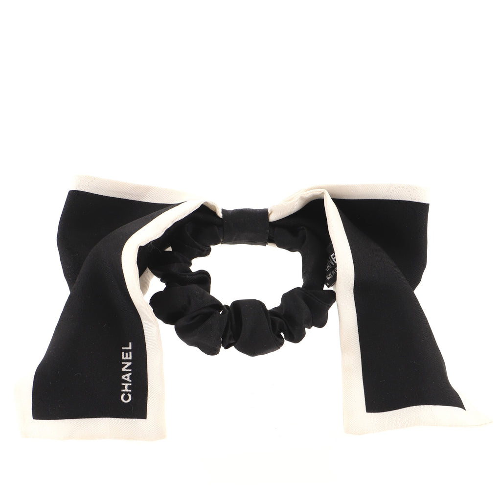 Chanel Bow Silk Hair Accessory Ivory & Black