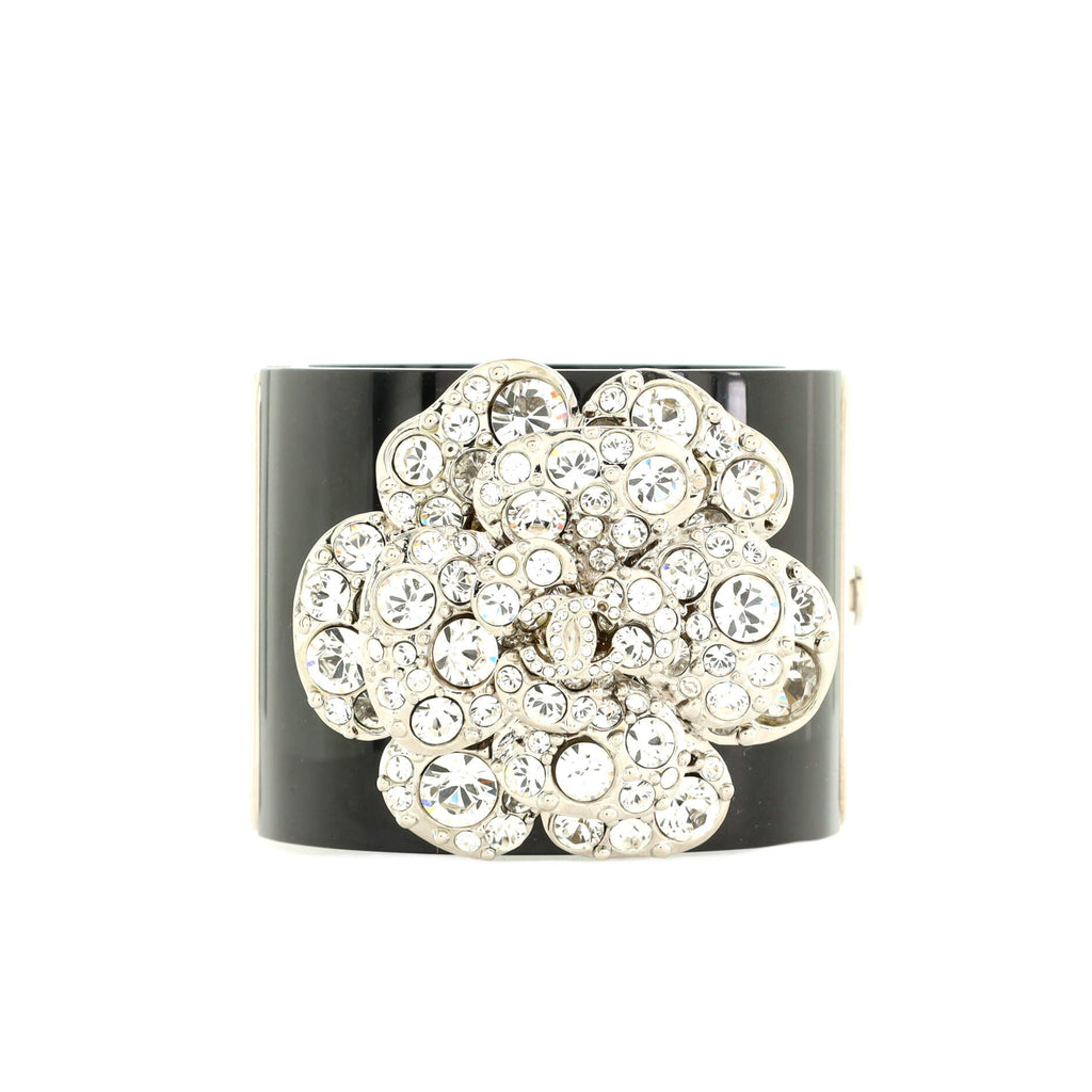 Chanel Silver-Tone Resin and Crystal Camelia Bracelet by Ann's Fabulous Finds
