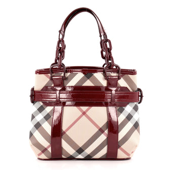 Burberry Belted Chain Tote Nova Check Coated Canvas Large