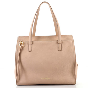 Salvatore Ferragamo Amy Tote Pebbled Leather Large