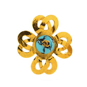 Chanel CC Crest Brooch Metal with Stone