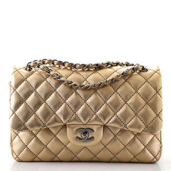 Chanel Classic Double Flap Bag Stitched Metallic Lambskin Jumbo