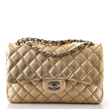 Chanel Classic Double Flap Bag Stitched Metallic Lambskin Jumbo