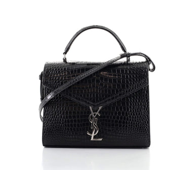 Saint Laurent Cassandra Top Handle Bag Crocodile Embossed Leather Medium