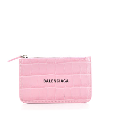 Balenciaga Cash Card Holder Crocodile Embossed Leather