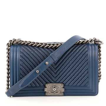 Chanel Boy Flap Chevron Wrinkled Lambskin Old Medium