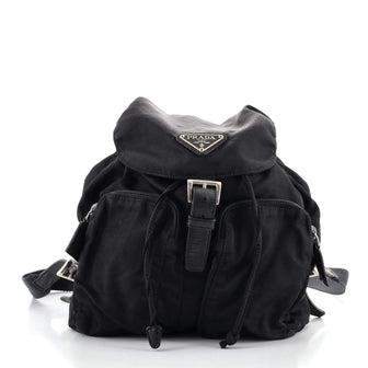 Prada Double Front Pocket Backpack Tessuto Small
