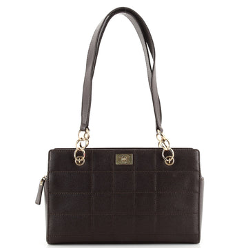 Chanel Vintage Chocolate Bar Zip Around Tote Quilted Caviar Medium