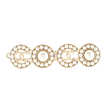 Chanel CC Coco Hair Clip Barrette Metal with Faux Pearls
