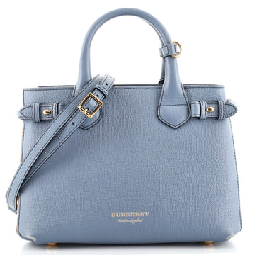 Burberry Banner Tote Leather and House Check Canvas Small