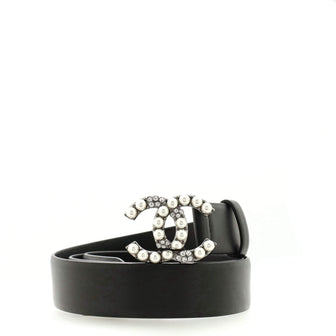 Chanel CC Belt Leather and Metal with Faux Pearls and Crystals Medium