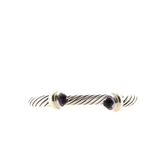 David Yurman Cable Classic Bracelet Sterling Silver with 14K Yellow Gold and Amethyst 7mm
