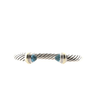 David Yurman Cable Classic Bracelet Sterling Silver with 14K Yellow Gold and Topaz 7mm