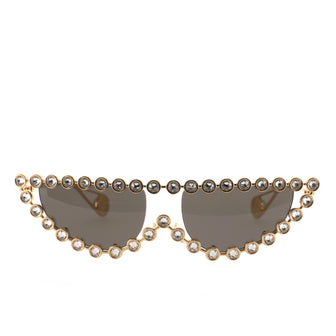 Gucci Crystal Frame Cat Eye Sunglasses Embellished Metal