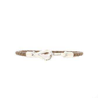 Hermes Jumbo Hook Bracelet Braided Leather and Metal