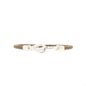 Hermes Jumbo Hook Bracelet Braided Leather and Metal