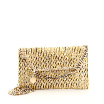 Stella McCartney Falabella Fold Over Flap Crossbody Bag Raffia Mini