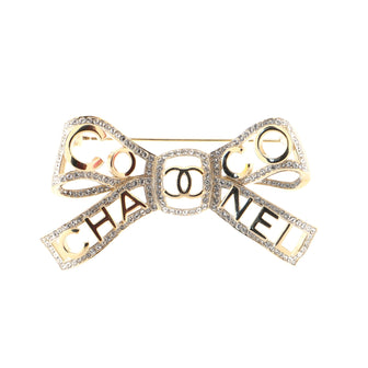 Chanel Coco Bow Brooch Crystal Embellished Metal