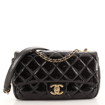 Chanel CC Eyelet Flap Bag Quilted Patent Small