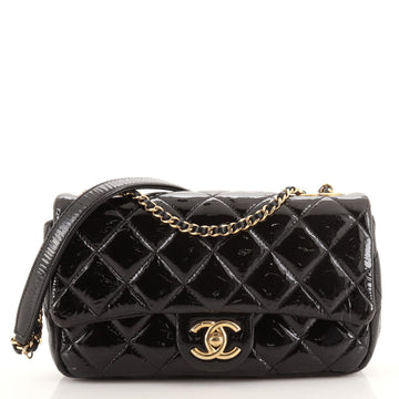 Chanel CC Eyelet Flap Bag Quilted Patent Small