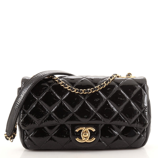 Chanel Navy Quilted Patent & Grained Calfskin Leather Eyelet CC Single Flap  Bag Antique Gold Hardware Available For Immediate Sale At Sotheby's