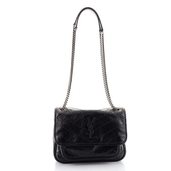 Saint Laurent Niki Chain Flap Bag Matelasse Chevron Leather Baby