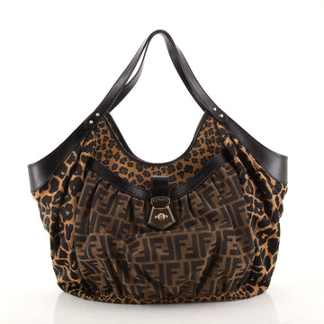 Fendi Chef Pocket Tote Printed Canvas with Zucca Canvas Large