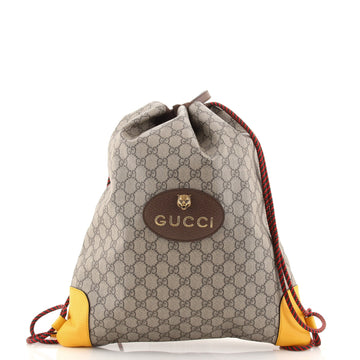 Gucci Neo Vintage Drawstring Backpack GG Coated Canvas Large