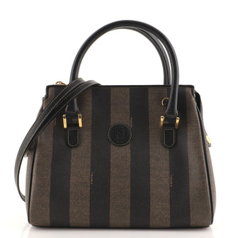 Fendi Vintage Pequin Convertible Zip Tote Coated Canvas Medium