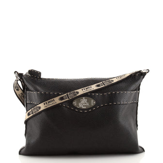 Fendi Vintage Selleria Zip Messenger Bag Leather Large