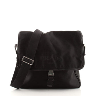 Prada Logo Flap Messenger Bag Tessuto Small