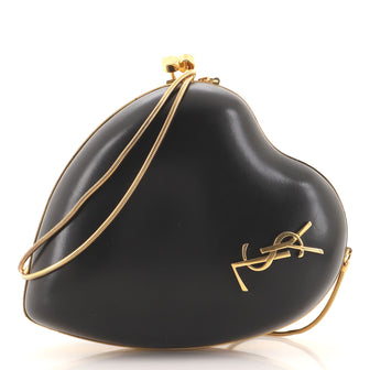 Saint Laurent Love Heart Chain Clutch Leather