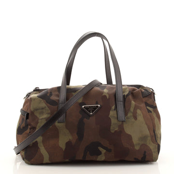 Prada Convertible Camouflage Boston Bag Printed Tessuto Small