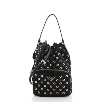 Prada Grommet Drawstring Bucket Bag Tessuto Medium