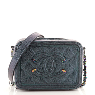 Chanel Filigree Vanity Clutch with Chain Quilted Iridescent Caviar Mini