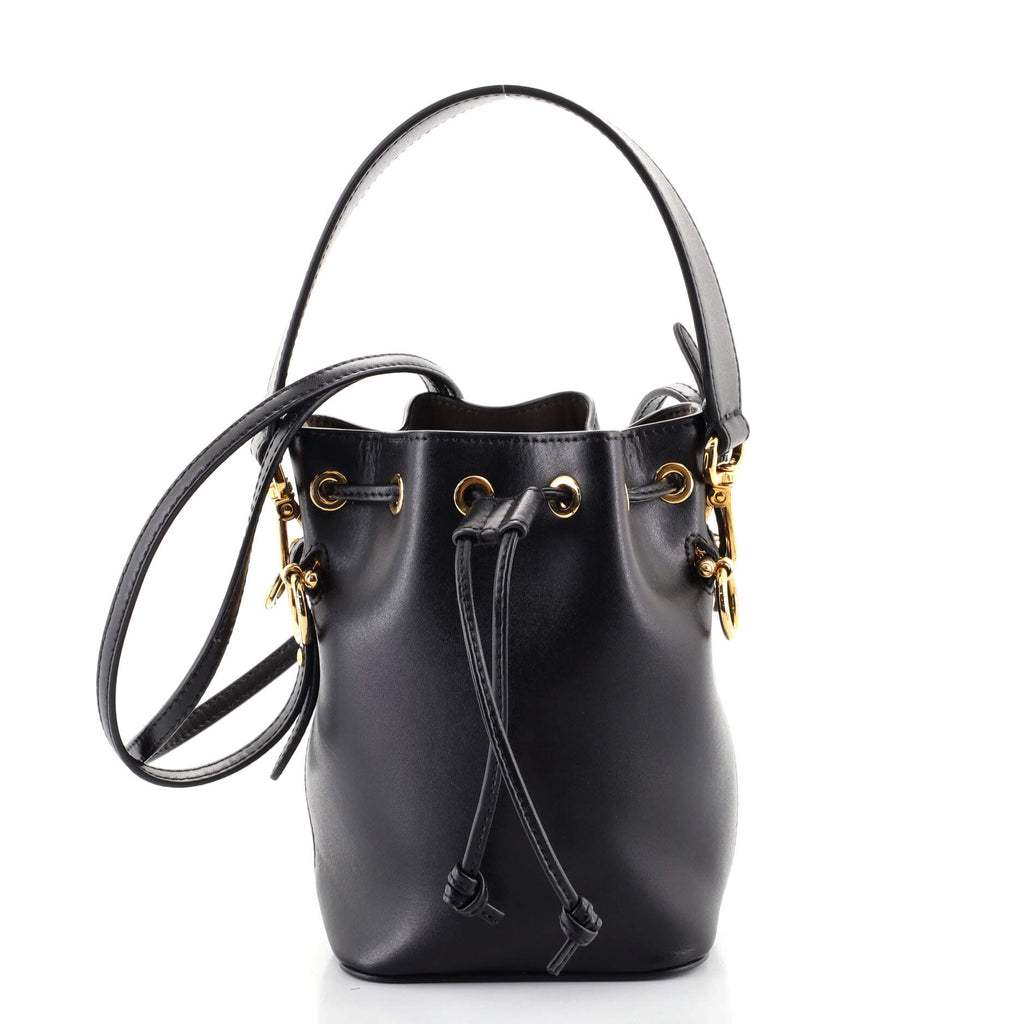 Fendi Mini Mon Tresor Bucket Bag In Fendi Roma Capsule Leather Black/White