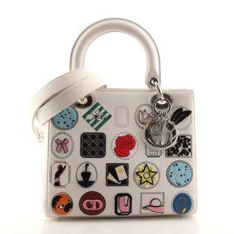 Christian Dior Lady Dior Bag Patch Embellished Leather Medium