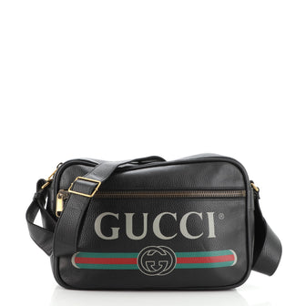 Gucci Logo Shoulder Bag Printed Leather
