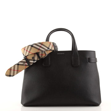 Burberry Banner NM Tote Leather with Vintage Check Canvas Medium