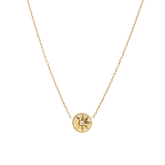 Christian Dior Rose des Vents Necklace 18K Yellow Gold with Diamond and Mother of Pearl 12mm