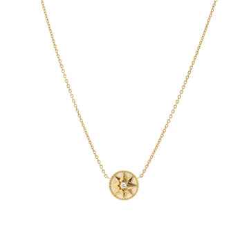 Christian Dior Rose des Vents Necklace 18K Yellow Gold with Diamond and Mother of Pearl 12mm