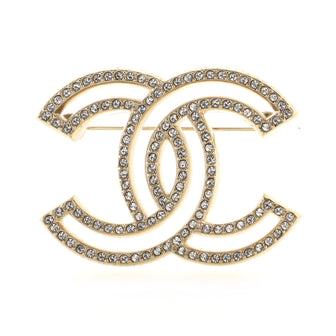 Chanel CC Cut-Out Brooch Metal with Crystals