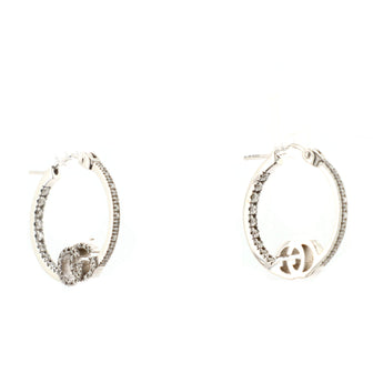 Gucci GG Running Hoop Earrings 18K White Gold and Diamonds