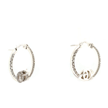 Gucci GG Running Hoop Earrings 18K White Gold and Diamonds
