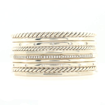 David Yurman Stax Cuff Bracelet Sterling Silver and Diamonds Wide