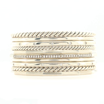 David Yurman Stax Cuff Bracelet Sterling Silver and Diamonds Wide