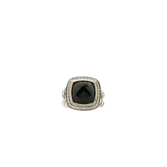 David Yurman Albion Ring Sterling Silver with Onyx and Diamonds Medium