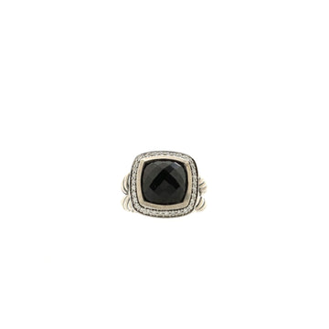David Yurman Albion Ring Sterling Silver with Onyx and Diamonds Medium