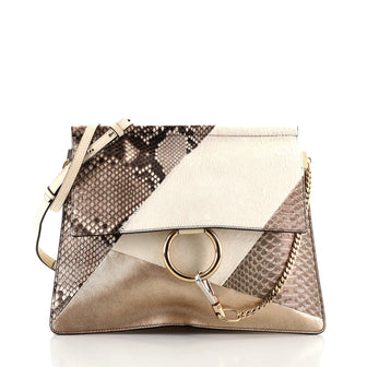 Chloe Faye Patchwork Shoulder Bag Mixed Media Medium